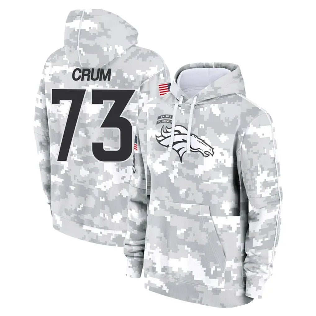 tocy D.Broncos #73 Frank Crum Player Arctic Camo Salute to Service Hoodies Limited Game Stitched Jerseys