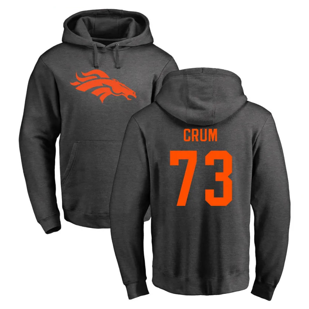 tocy D.Broncos #73 Frank Crum Player Ash One Color Pullover Hoodie Limited Stitched Jerseys