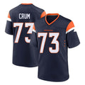 tocy D.Broncos #73 Frank Crum Player Navy Home Game Stitched Jerseys