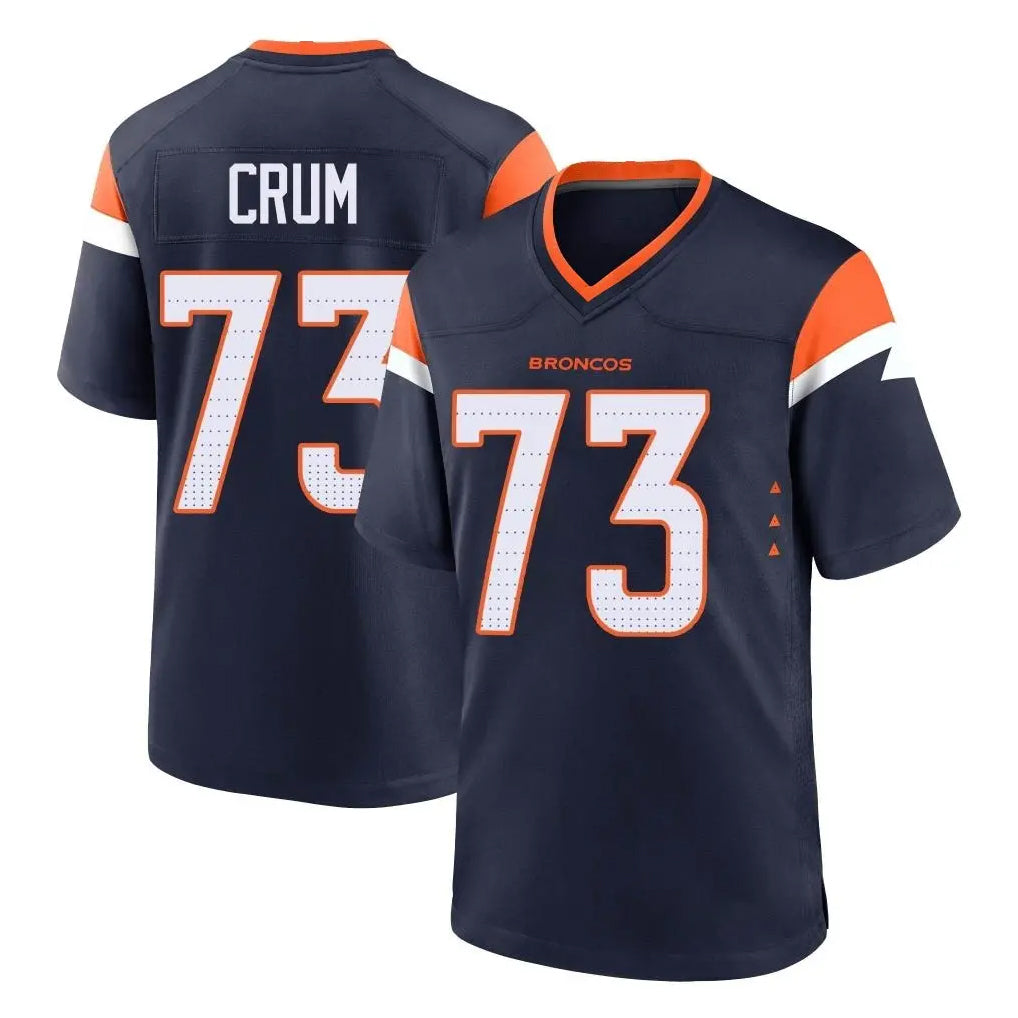 tocy D.Broncos #73 Frank Crum Player Navy Home Game Stitched Jerseys