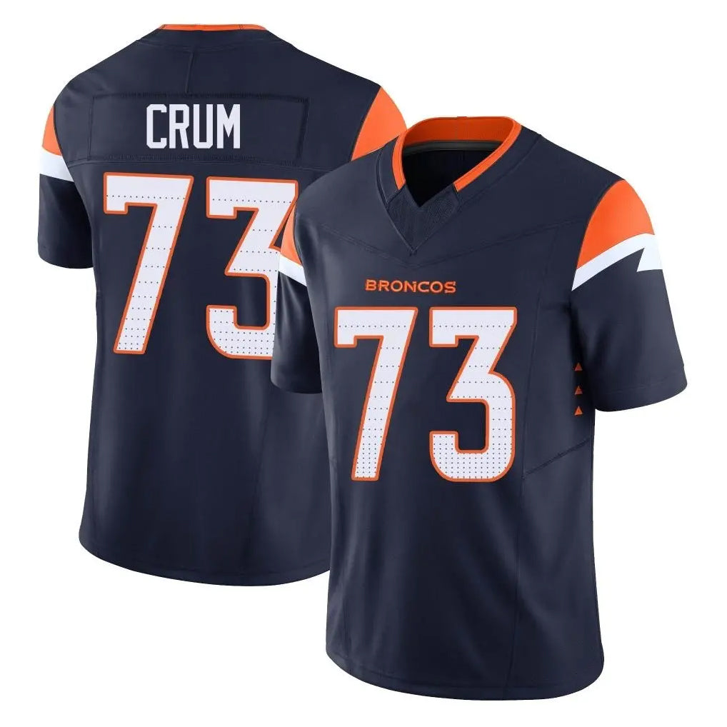 tocy D.Broncos #73 Frank Crum Player Navy Limited Vapor F.U.S.E. Home Game Stitched Jerseys