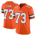 tocy D.Broncos #73 Frank Crum Player Orange Vapor Untouchable Limited Home Game Stitched Jerseys