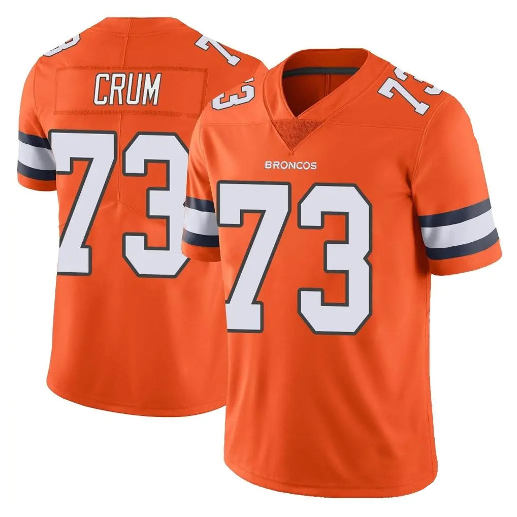 tocy D.Broncos #73 Frank Crum Player Orange Vapor Untouchable Limited Home Game Stitched Jerseys