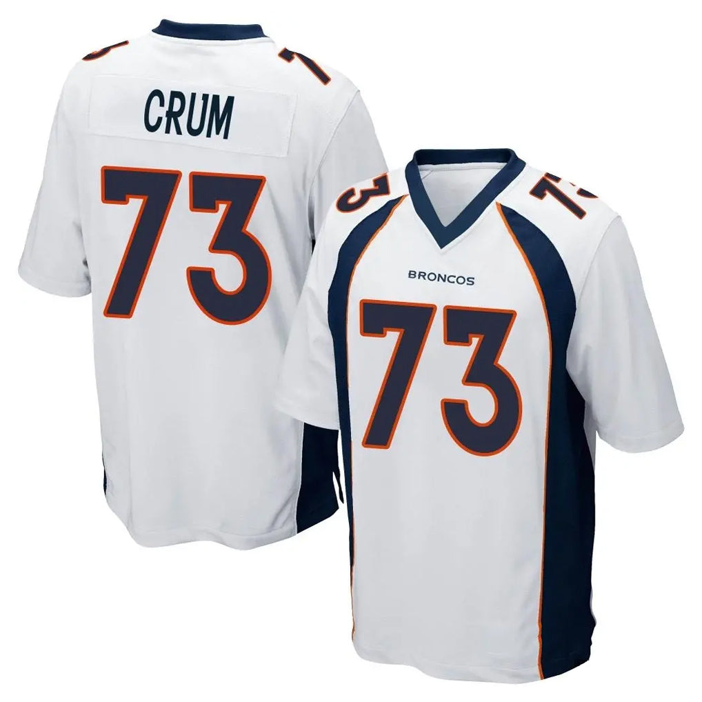 tocy D.Broncos #73 Frank Crum Player White Game Stitched Jerseys