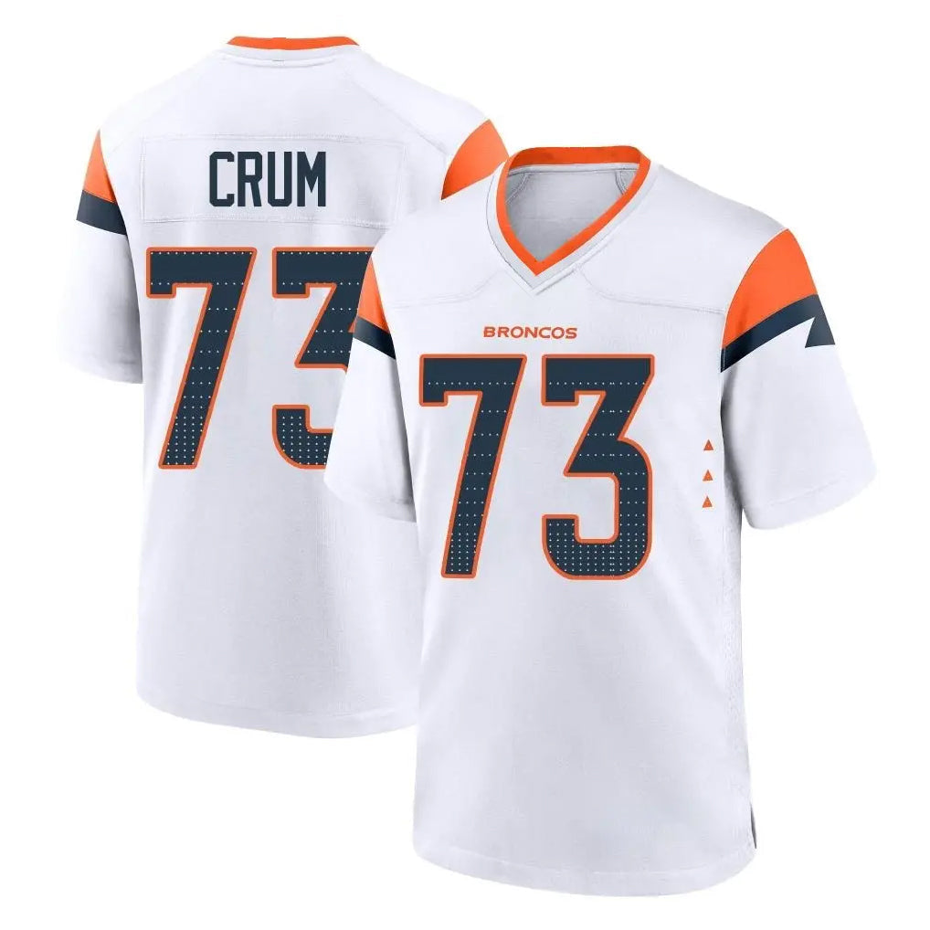 tocy D.Broncos #73 Frank Crum Player White Home Game Stitched Jerseys