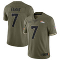 tocy D.Broncos #7 John Elway Player Limited Salute To Service Olive Stitched Jerseys