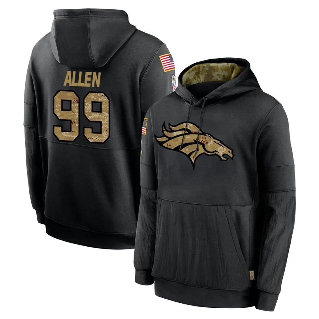 tocy D.Broncos #99 Zach Allen Player Black Salute to Service Pullover Hoodies Limited Stitched Jerseys