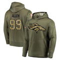 tocy D.Broncos #99 Zach Allen Player Olive Salute to Service Pullover Hoodies Home Game Stitched Jerseys
