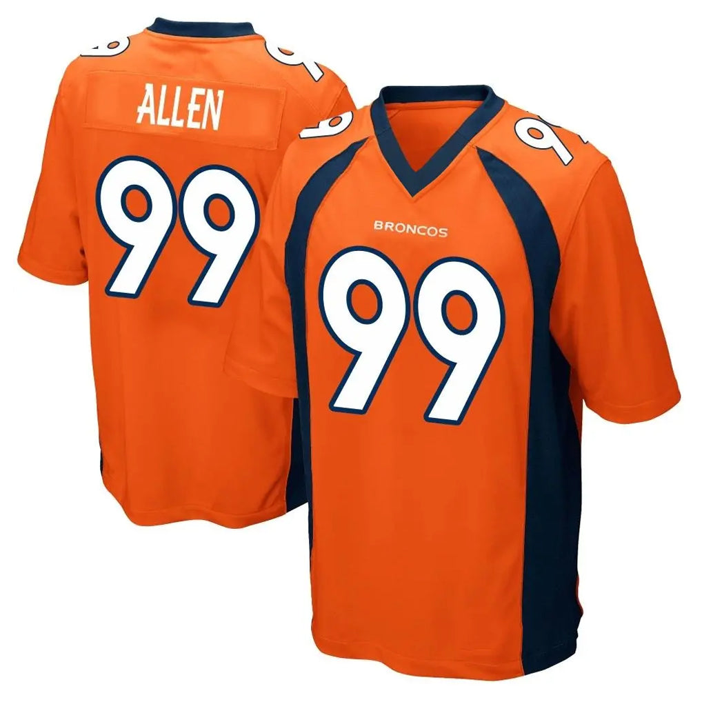 tocy D.Broncos #99 Zach Allen Player Orange Color Home Game Stitched Jerseys