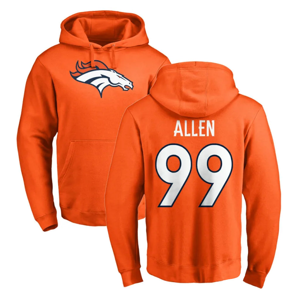 tocy D.Broncos #99 Zach Allen Player Orange Pullover Hoodie Limited Stitched Jerseys