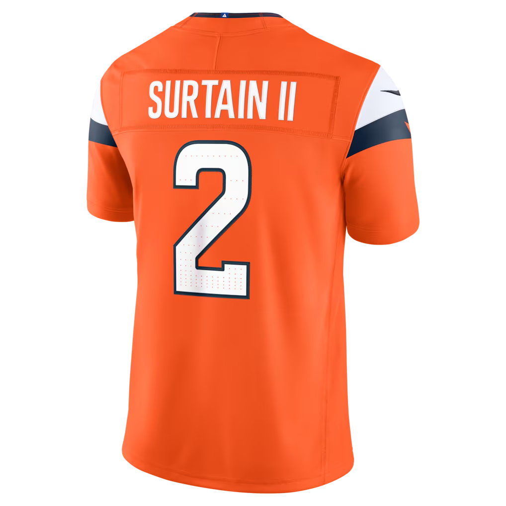 tocy D.Broncos #2 Patrick Surtain II Orange Team Vapor F.U.S.E. Stitched Limited Jerseys