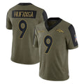 tocy D.Broncos #9 Talanoa Hufanga Player Olive Salute To Service Limited Game Stitched Jerseys