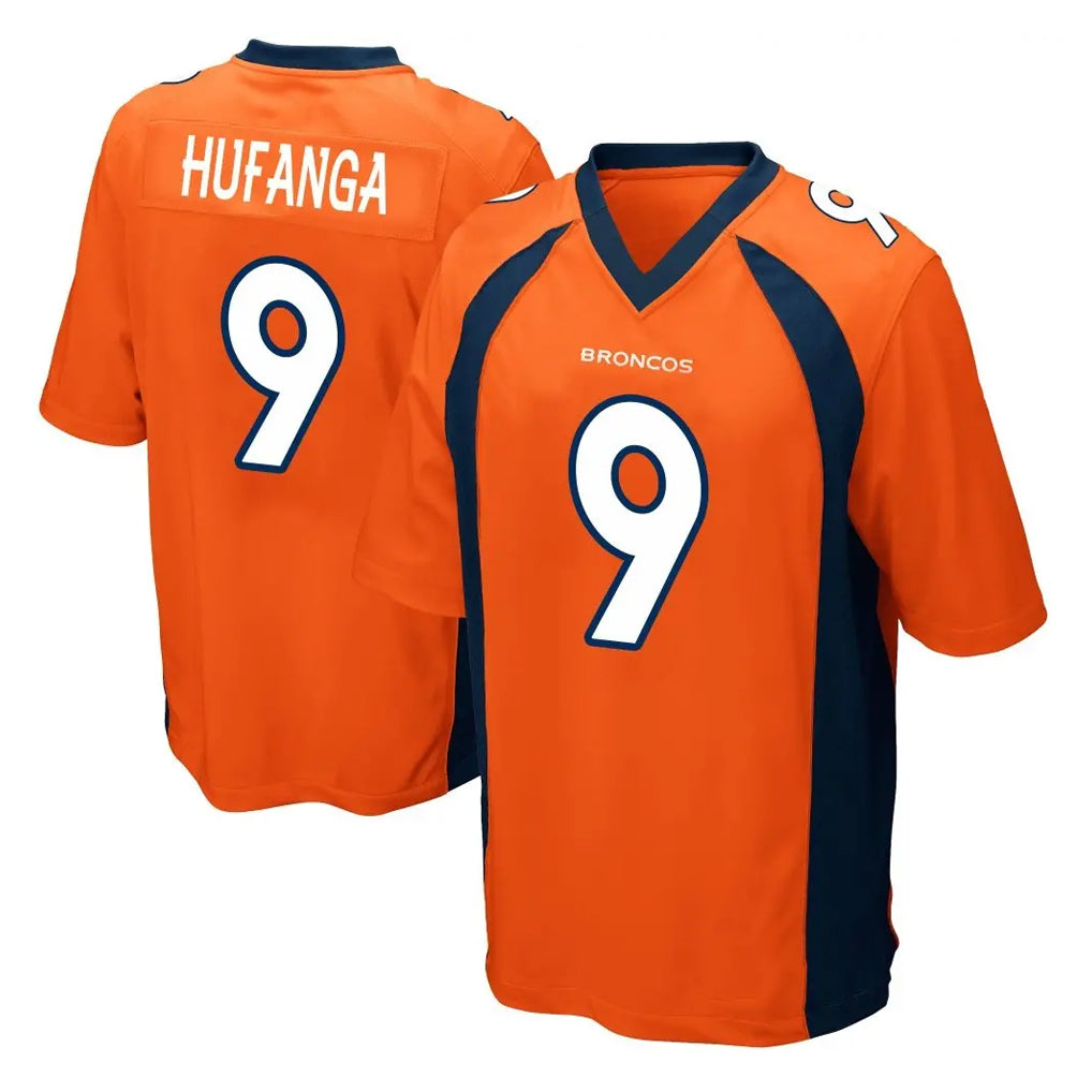 tocy D.Broncos #9 Talanoa Hufanga Player Orange Color Home Game Stitched Jerseys