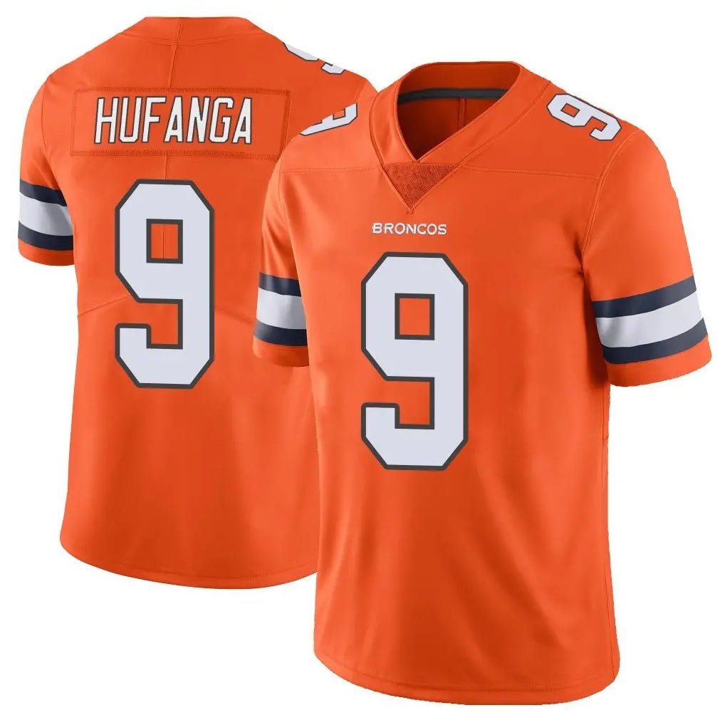 tocy D.Broncos #9 Talanoa Hufanga Player Orange Vapor Untouchable Limited Home Game Stitched Jerseys