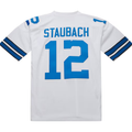 tocy D.Cowboys 1975 #12 Roger Staubach Mitchell & Ness White Authentic Throwback Retired Player Stitched Puhic  Jersey