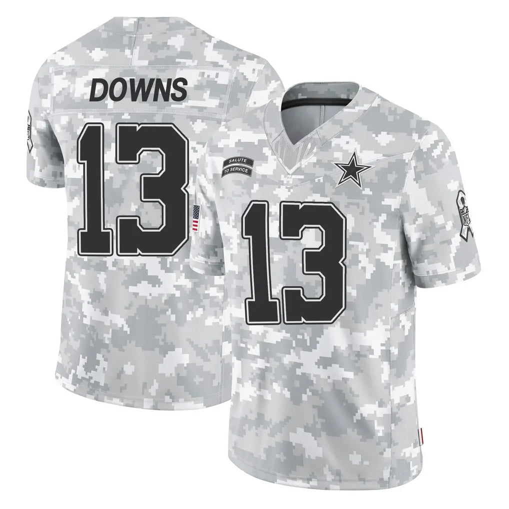tocy D.Cowboys #13 Caleb Downs Player Arctic Camo Salute to Service Limited Home Game Stitched Jerseys