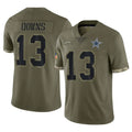 tocy D.Cowboys #13 Caleb Downs Player Olive Salute to Service Limited Game Stitched Jerseys