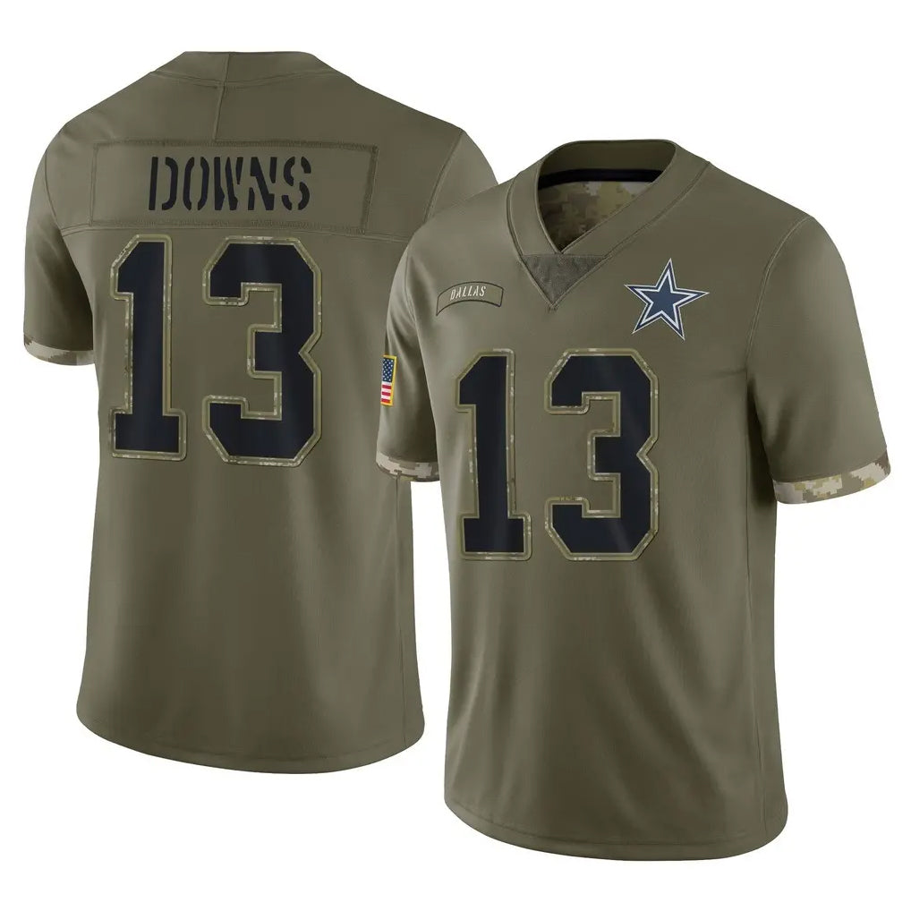 tocy D.Cowboys #13 Caleb Downs Player Olive Salute to Service Limited Game Stitched Jerseys
