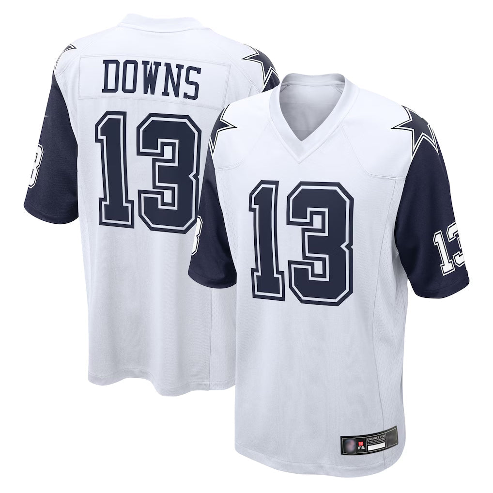 tocy D.Cowboys #13 Caleb Downs Player White-Navy Home Game Stitched Jerseys