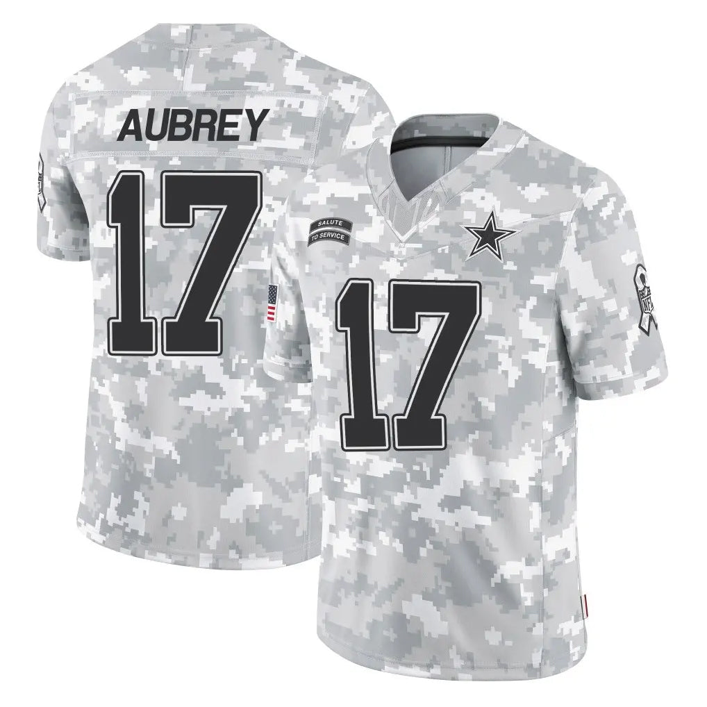 tocy D.Cowboys #17 Brandon Aubrey Player Arctic Camo Salute to Service Limited Home Game Stitched Jerseys