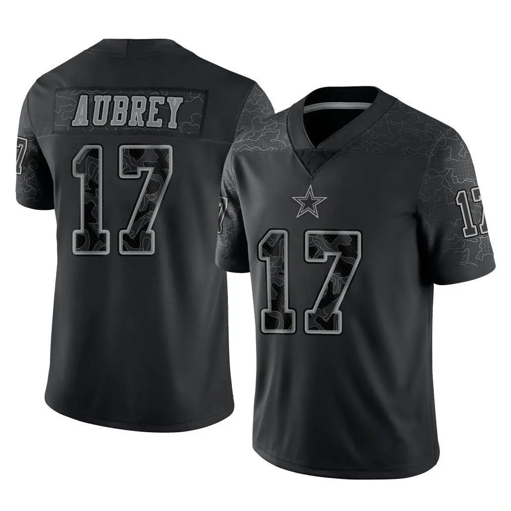 tocy D.Cowboys #17 Brandon Aubrey Player Black Limited Reflective Home Game Stitched Jerseys