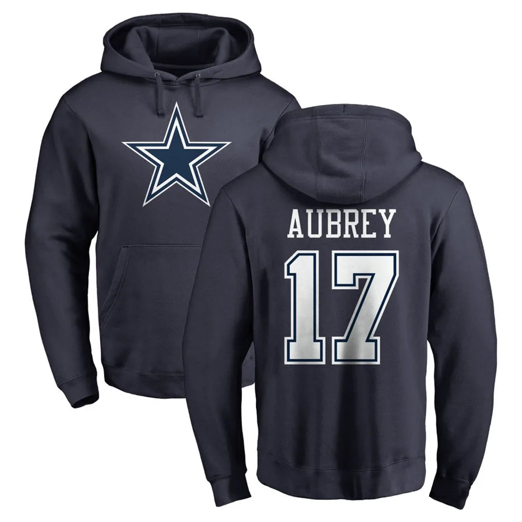 tocy D.Cowboys #17 Brandon Aubrey Player Navy Pullover Hoodies Limited Stitched Jerseys
