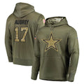 tocy D.Cowboys #17 Brandon Aubrey Player Olive Salute to Service Pullover Hoodies Home Game Stitched Jerseys