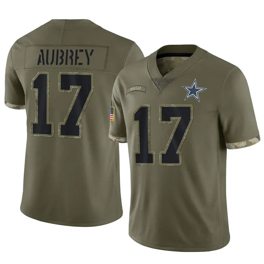tocy D.Cowboys #17 Brandon Aubrey Player Salute To Service Olive Stitched Jerseys