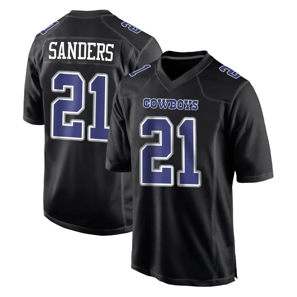tocy D.Cowboys #21 Deion Sanders Player Navy Carbon Black Fashion Stitched Jerseys