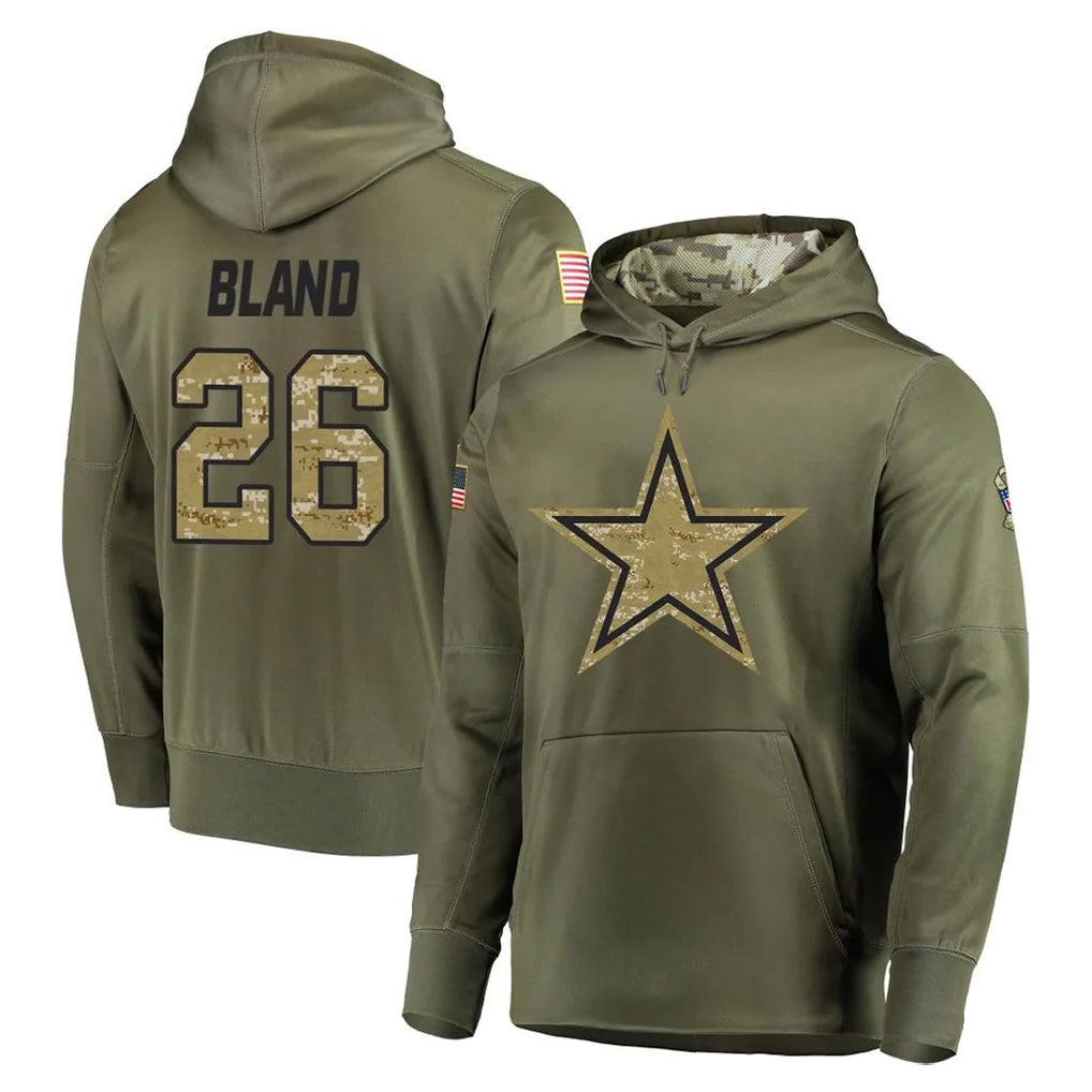 tocy D.Cowboys #26 DaRon Bland Player Olive Salute to Service Pullover Hoodies Home Game Stitched Jerseys