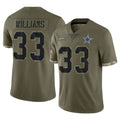 tocy D.Cowboys #33 Javonte Williams Player Olive Salute to Service Limited Game Stitched Jerseys