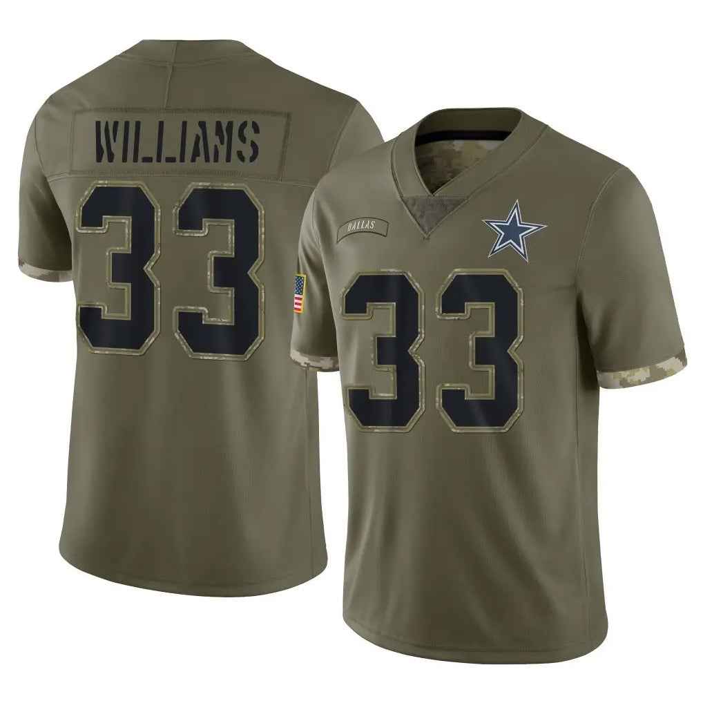 tocy D.Cowboys #33 Javonte Williams Player Olive Salute to Service Limited Game Stitched Jerseys