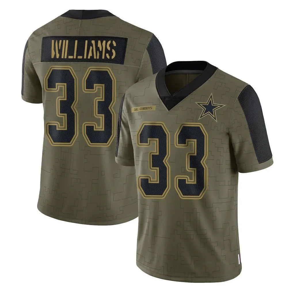 tocy D.Cowboys #33 Javonte Williams Player Olive Salute to Service Limited Home Game Stitched Jerseys
