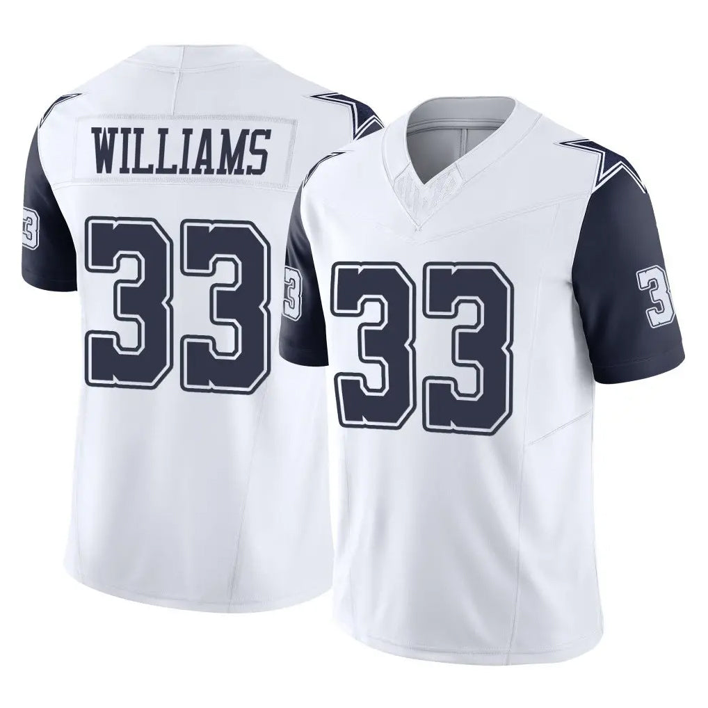 tocy D.Cowboys #33 Javonte Williams Player White-Navy Limited Vapor F.U.S.E. Home Game Stitched Jerseys