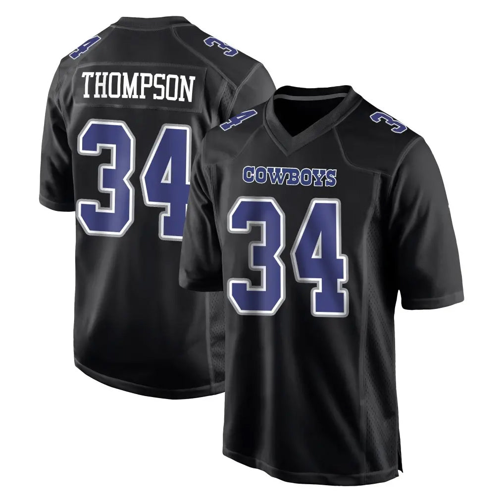 tocy D.Cowboys #34 Jalen Thompson Player Carbon Black Fashion Home Game Stitched Jerseys