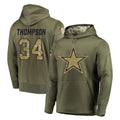 tocy D.Cowboys #34 Jalen Thompson Player Olive Salute to Service Pullover Hoodies Home Game Stitched Jerseys