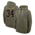 tocy D.Cowboys #34 Jalen Thompson Player Olive Salute to Service Pullover Hoodies Limited Stitched Jerseys