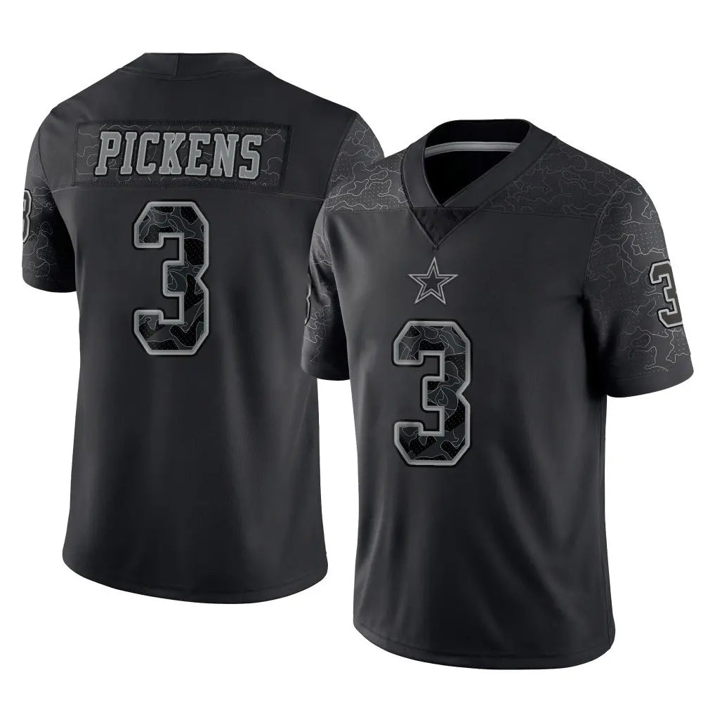 tocy D.Cowboys #3 George Pickens Player Black Limited Reflective Home Game Stitched Jerseys