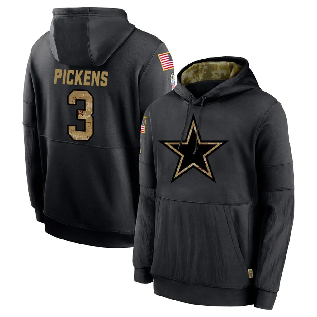tocy D.Cowboys #3 George Pickens Player Black Salute to Service Pullover Hoodies Limited Stitched Jerseys