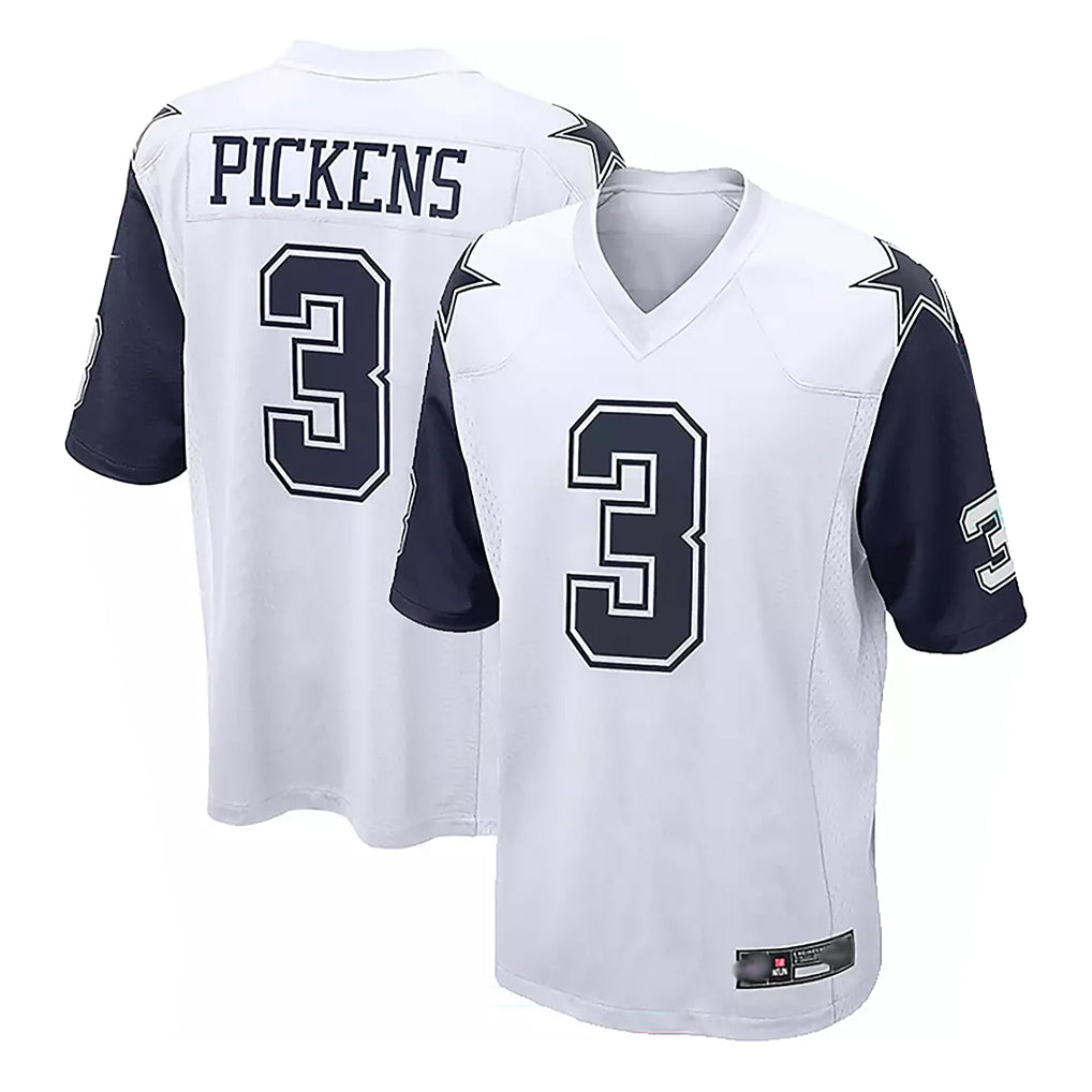tocy D.Cowboys #3 George Pickens Player White-Navy Home Game Stitched Jerseys