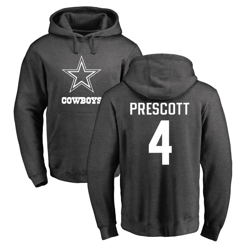 tocy D.Cowboys #4 Dak Prescott Player Ash One Color Pullover Hoodie Limited Stitched Jerseys