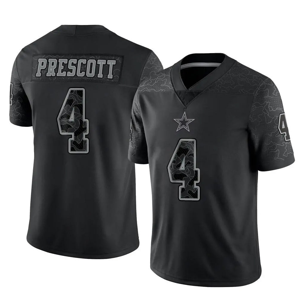 tocy D.Cowboys #4 Dak Prescott Player Black Limited Reflective Home Game Stitched Jerseys