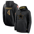 tocy D.Cowboys #4 Dak Prescott Player Black Salute to Service Pullover Hoodies Limited Stitched Jerseys