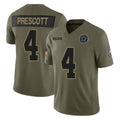tocy D.Cowboys #4 Dak Prescott Player Olive 2025 Salute to Service Limited Home Game Stitched Jerseys