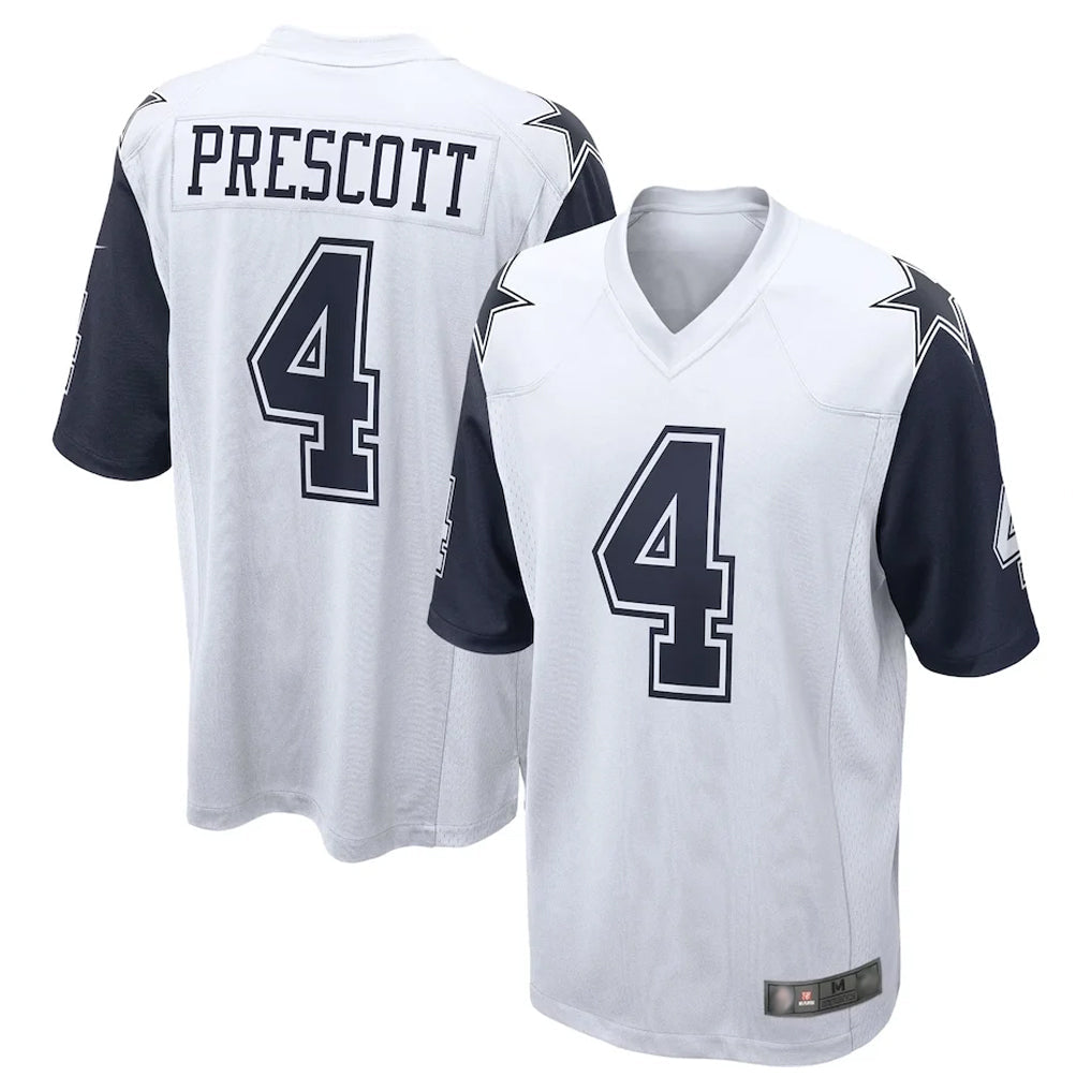 tocy D.Cowboys #4 Dak Prescott Player White-Navy Home Game Stitched Jerseys