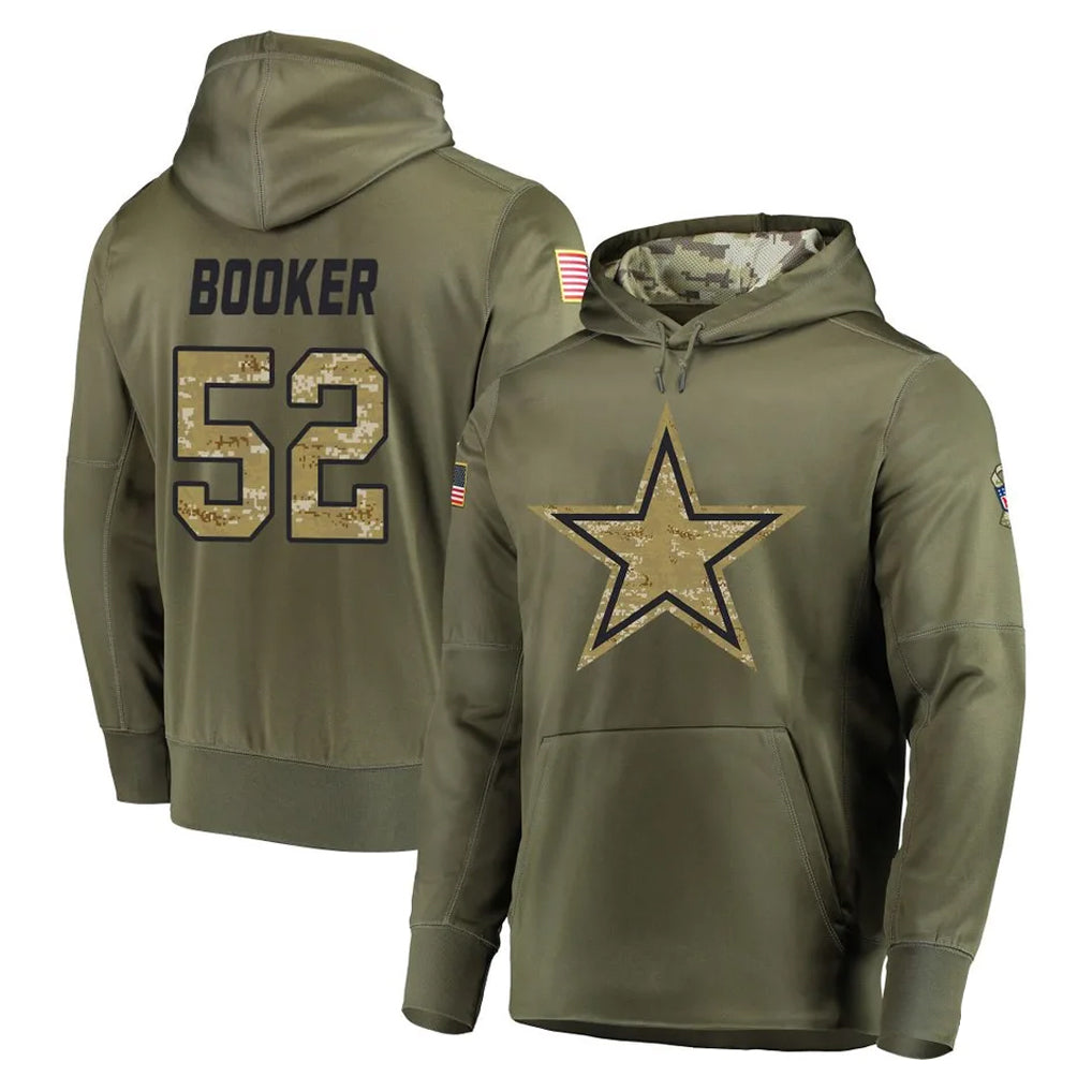 tocy D.Cowboys #52 Tyler Booker Player Olive Salute to Service Pullover Hoodies Home Game Stitched Jerseys