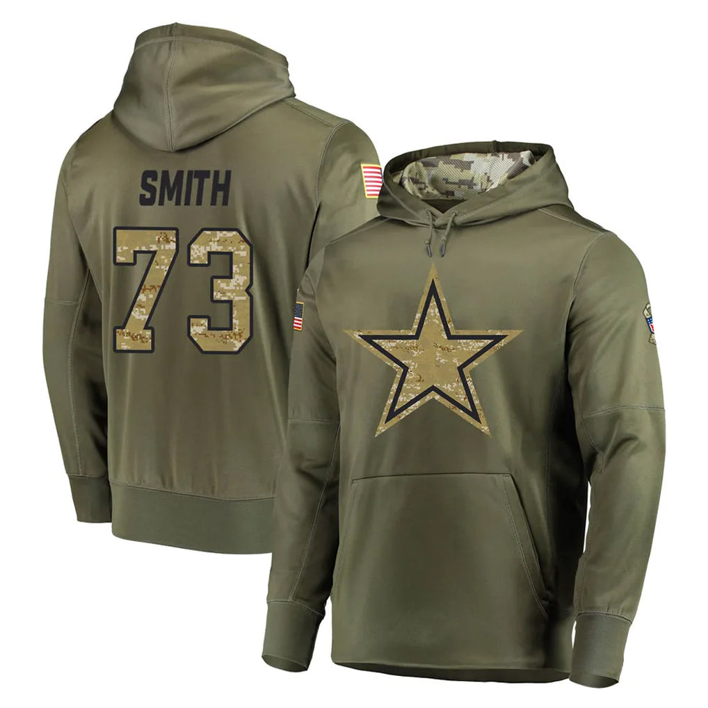 tocy D.Cowboys #73 Tyler Smith Player Olive Salute to Service Pullover Hoodies Home Game Stitched Jerseys