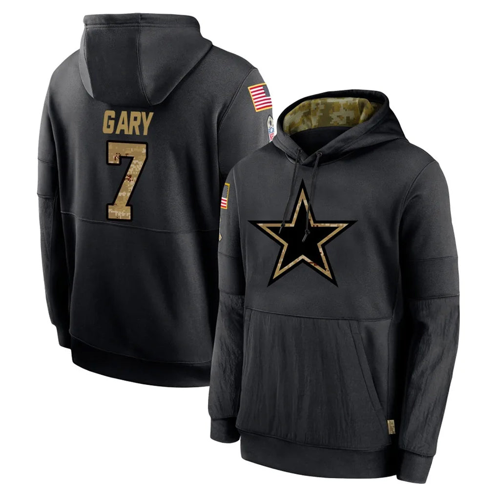 tocy D.Cowboys #7 Rashan Gary Player Black Salute to Service Pullover Hoodies Limited Stitched Jerseys
