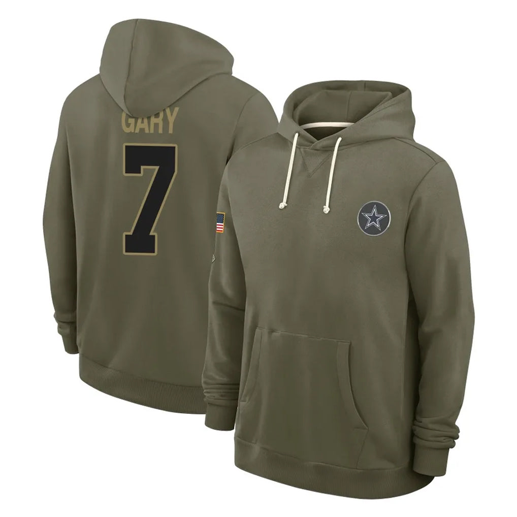 tocy D.Cowboys #7 Rashan Gary Player Olive Salute to Service Pullover Hoodies Limited Stitched Jerseys