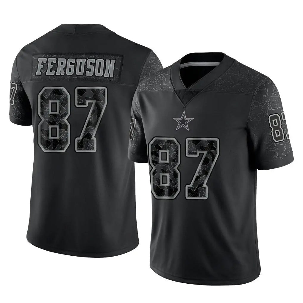 tocy D.Cowboys #87 Jake Ferguson Player Black Limited Reflective Home Game Stitched Jerseys